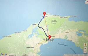 Trajeto Cidade do Panamá a Portobelo - mapa