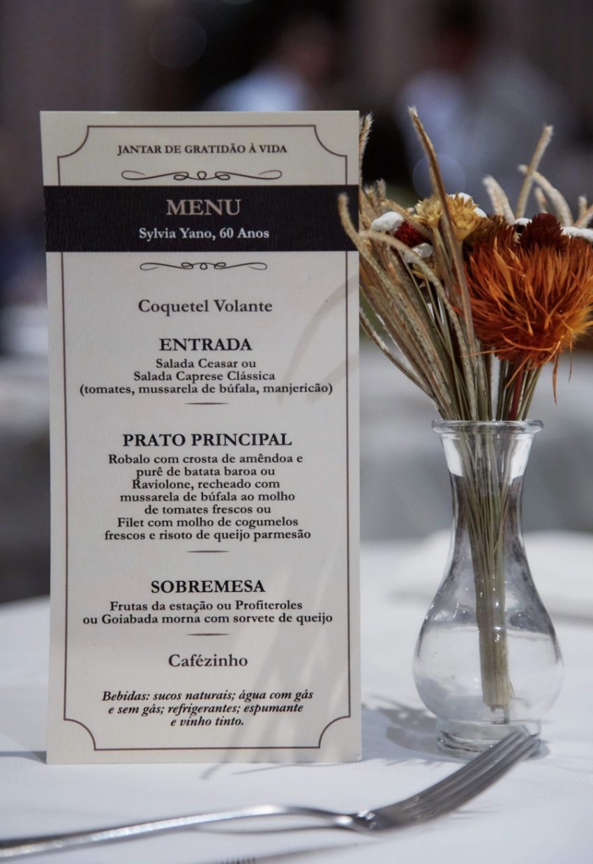 Restaurante Piantella - menu aniversário Sylvia Yano